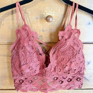 Anemone Lace Bralette in Rust Pink